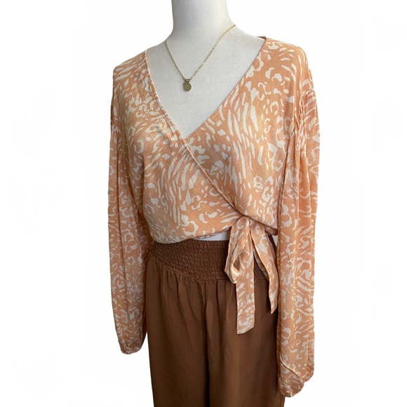 C’isa Tops - C’isa animal print wrap blouse